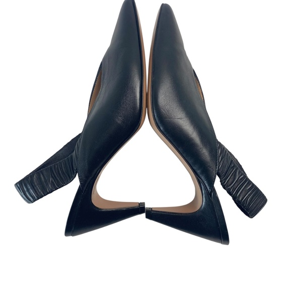 LEWIT Marta Slingback Heeled Pump Leather Black Pointed Toe EU 37.5 US 7/7.5 - Picture 5 of 8